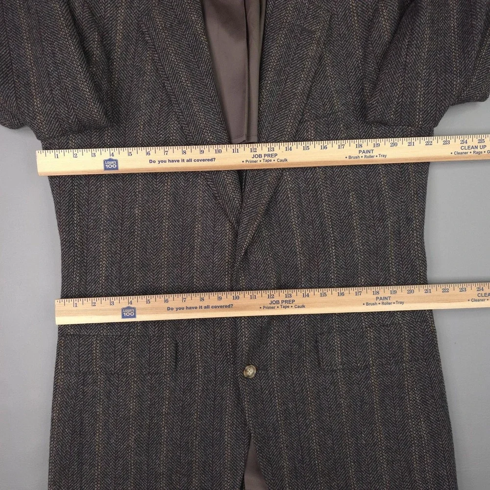 Vintage Palm Beach Blazer Mens 44L‎ Gray Herringbone Wool Tweed Sport Coat